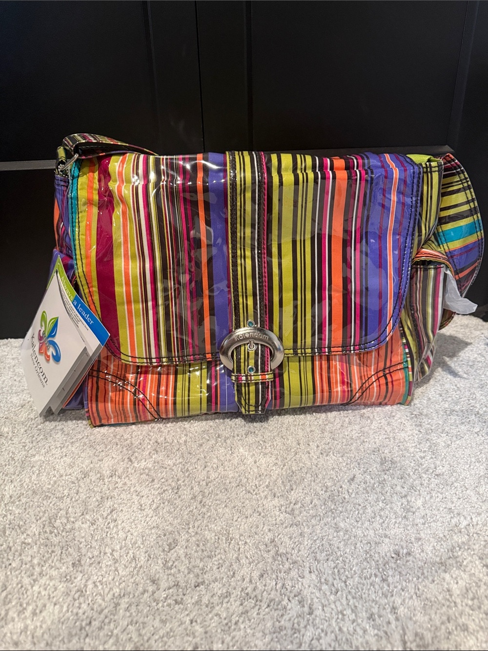 Colorful Striped Crossbody Messenger Bag - Multicolor -